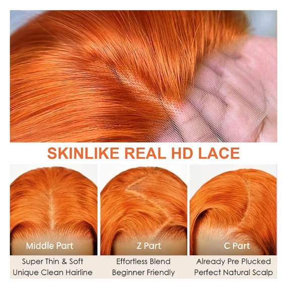 Ginger Bob Wig Human Hair 13x4 Lace 12 inch - Picture 4 of 6